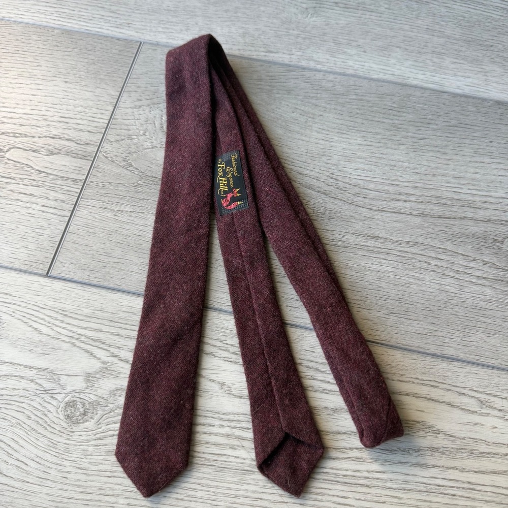 Fox Hill Wool Tie Vintage 70s Skinny | Red | 1.75"W 55"L